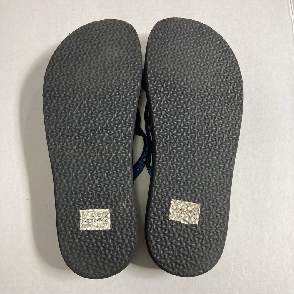 Teva Strappy Flip Flop Thong Sandals Blue Floral - Picture 8 of 10